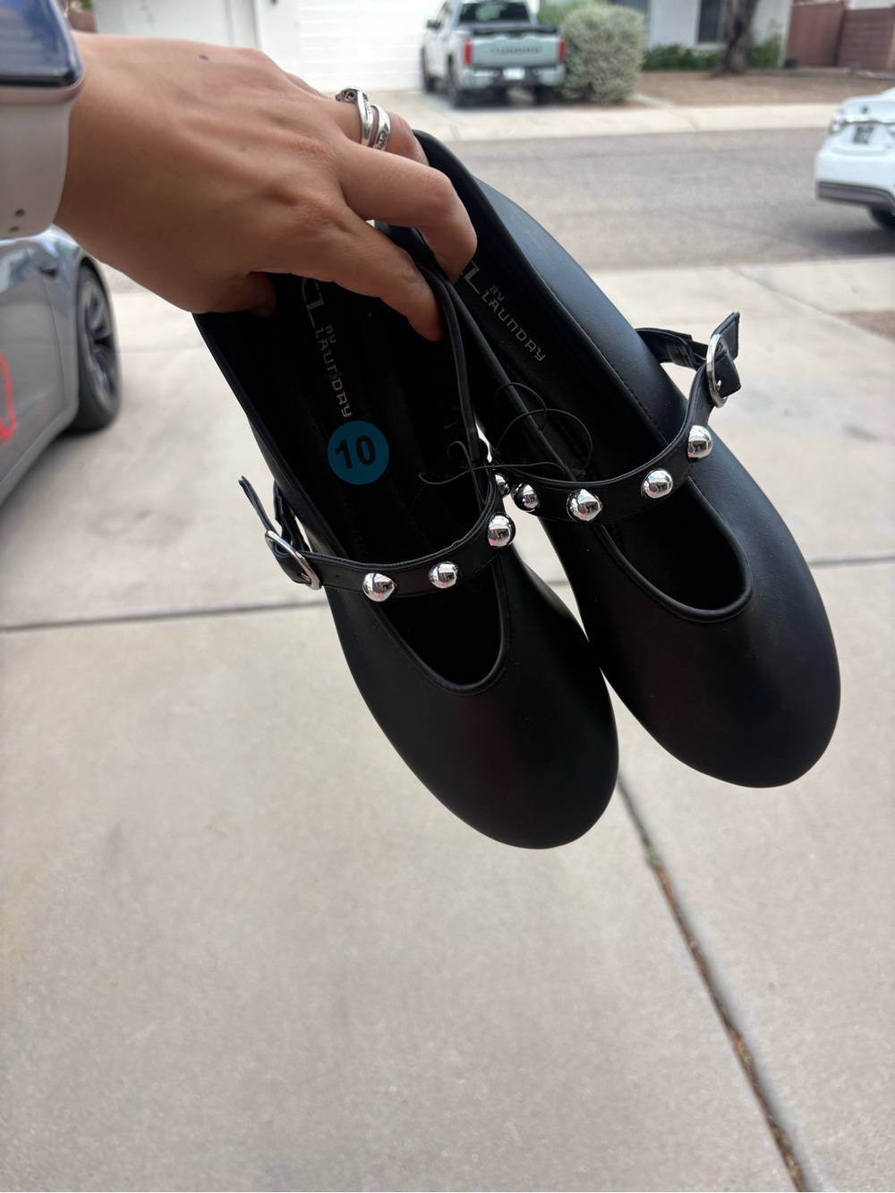 Othr Black Studded Mary Jane Flats